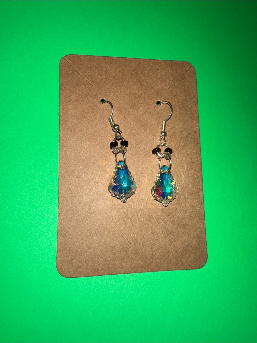 Handmade Crystal Teardrop Dangle Earrings